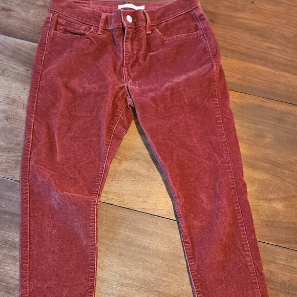 Women's corduroy super skinny pants rust/burnt orange color - Picture 1 of 4